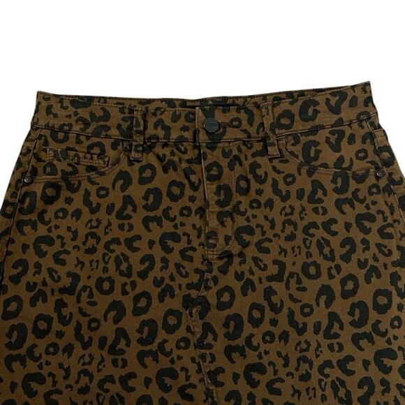 Sanctuary Sia Leopard Denim Skirt Womens SZ 26 XS Brown Black Mini Short Stretch - Picture 3 of 9